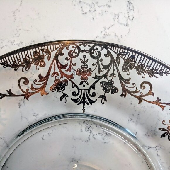 Sterling Silver Overlay 14" Round Glass Platter - Picture 4 of 4